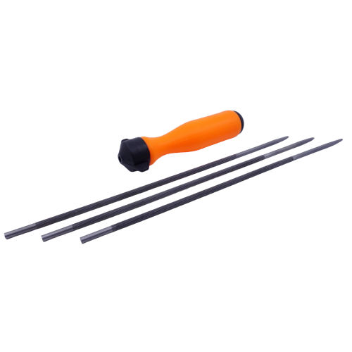 3-pakning rundfil 11/64" (4,5 mm) inkludert et håndtak