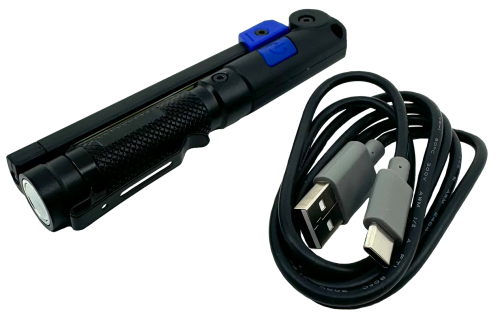 Praktisk arbeidslampe/lommelykt med belteklips