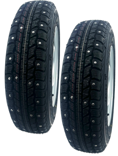 Komplette hjul til tilhenger 155R13C – 4x100 med piggdekk