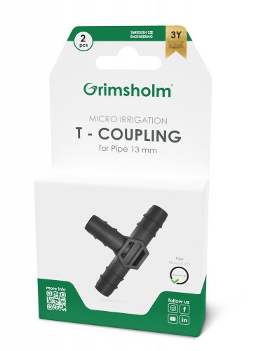 T-kobling/T-stykke 13 mm (1/2") - 2 stk.